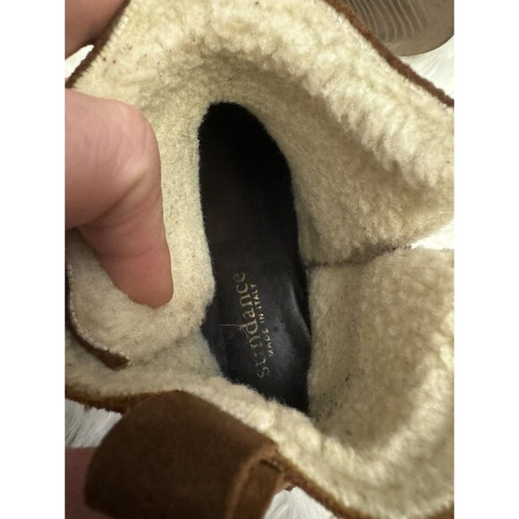 Sundance Molly Pitcher Sherpa Lined Booties Boots Buckle Size 39 / 8.5-9 Brown - Picture 12 of 13